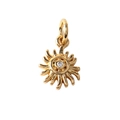 Golden sun pendant charm with a clear zircon stone center for jewelry making - Sunburst 06