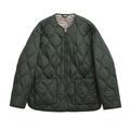 Chaqueta acolchada verde oscuro para mujer con cuello redondo y cierre de cremallera - XS / Verde