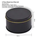 Matte black round tin container 65x40mm for candles made of durable tinplate metal - Three-piece Flat Lid Empty Box / Black