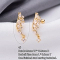 Gold-plated leaf cartilage stud earrings with sparkling cubic zirconia marquise stones - 4# Leaf Wing (Gold) / Single/0.8mm Pin