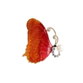 Elegant butterfly brooch in red and orange gradient enamel with pearls and rhinestones - Red Orange Gradient Pearl Butterfly