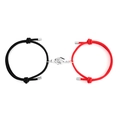 Braccialetti di coppia magnetici regolabili con corde intrecciate rosse e nere per amanti - Nero+Rosso Coppia
