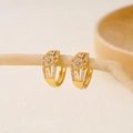 Fashionable 18K gold-plated flower hoop earrings with sparkling white cubic zirconia - Hollow Five-Petal Flower(EH410003)