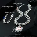 Set catena Cuban e bracciale argento con ciondolo fantasma dagli occhi rossi - Collana 50cm + Bracciale 21cm / Argento