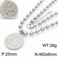 Collana a sfere argentata con ciondolo San Benedetto da 25mm in acciaio inossidabile - Collana Argento