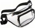 Waterproof clear PVC fanny pack with black adjustable strap and dual zipper pockets - Black
