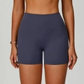 Pantalones cortos de yoga de cintura alta azul gris oscuro con tela de textura mate mujer - S / Gris Azulado