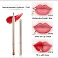 Dual-ended retractable gold metal lip brush for precise contouring and filling - Gold