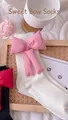 Sweet white ribbed cotton crew socks featuring a large 3D removable pink fabric bow - One Size (EU 34-39) / White Sock Pink Bow