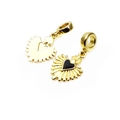 Detail of gold sacred heart charms with micro zircon and black enamel finish - Sacred Heart Black Enamel