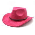 Detail eines rosenroten Cowboyhuts aus Wildleder mit Webband und Vintage-Schnalle - M(56-59CM) / Fuchsia