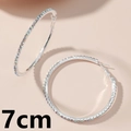 7cm large silver hoop earrings featuring iridescent rhinestones on a beige backdrop - 7cm / Silver 7cm AB White