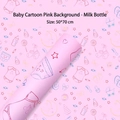Pink cartoon baby gift wrapping paper with bottle and star patterns, size 50x70 cm - Pink - Milk Bottle