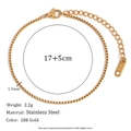 Minimalist 18K gold-plated stainless steel Figaro chain bracelet with 1.5mm bead links - Box Chain Bracelet - Gold