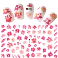 Pink and orange watercolor tulip floral nail stickers F091 with blossom petal designs - F091 (Pink Orange Watercolor Flower)