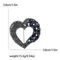 Fashion heart shaped crystal brooch with hollow design and dark blue rhinestones - Black