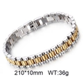 Two-tone gold and silver stainless steel watch strap bracelet, 210x10mm link chain - 21cm*10mm (KB71936-K)