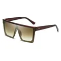 Lunettes de soleil carrées oversize ambre avec verres dégradés marron et branches larges - Monture Thé / Thé Dégradé