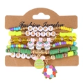 Easter multi-layer beaded bracelet set with bunny charms and Happy Easter letter beads - 10 Green (HAPPY EASTER)
