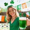 Green St. Patrick's Day clover freckle face tattoo stickers for festive makeup - Leprechaun Hat Gold Coins Style (BF-024)