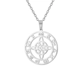 Collier nœud de sorcière celte en acier inoxydable argenté avec gravure de runes - Acier Argenté Noeud de Sorcière Lune