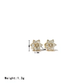 Elegant gold flower stud earrings with full cubic zirconia stones and 7mm size - Gold-White Rhinestone