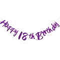 Sparkly purple Happy 18th Birthday glitter banner for party decoration - 18th Birthday Glitter Style / Purple