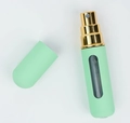 Mint green 5ml refillable perfume atomizer with gold nozzle and visible window - Green with Gold Sprayer