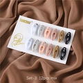 Set of 12 mixed color oval resin hijab pins with rhinestones on a white card - Set C (Warm Tones Mix)