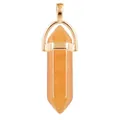 Orange hexagonal crystal point pendant with a polished gold finish metal clasp - Gold O-Chain / Yellow Jade