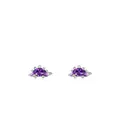 S925 Sterling Silber Dinosaurier Ohrstecker mit violetten Halbkreis Kristallen - 925er Silber / Silber