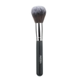 Close-up of soft fluffy makeup brush with silver ferrule and black handle by Impora London - Single Powder Brush