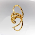 Anello a spirale dorato alla moda con un design a linee geometriche minimaliste in metallo - Aperto Regolabile / Oro