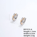 Pendientes de aro trenzados en plata y oro con circonitas, detalle de 1,3 cm - Estilo Clásico de Doble Fila Bicolor