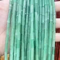 Polished light green natural stone cylinder beads for DIY jewelry making - 4x13mm Tube/Strand / Natural Green Aventurine