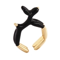 Balloon dog copper ring with glossy black enamel finish and gold plated accents - Black - Balloon Dog
