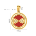 Hip hop style gold round necklace pendant with red enamel and inlaid diamonds - Round Infinity Style (HD-75)