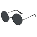 Retro-Rundsonnenbrille mit schwarzen Gläsern und schmalem schwarzem Metallrahmen - Schwarzer Rahmen Graue Gläser