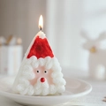 Santa Claus shaped scented candle in red and white colors for Christmas table decoration - Triangle Slice Santa Claus Cake Candle