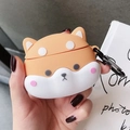 Cute Shiba Inu silicone case for AirPods Pro 2 featuring orange dog shape with metal hook - Shiba Inu + Carabiner / AirPods 1/2 Gen