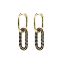 Boucles d'oreilles ovales dorées entrelacées avec pierres précieuses bleu foncé élégantes - Ovale / Bleu
