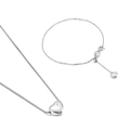 Conjunto de joyas de acero inoxidable plateado con colgantes de corazón collar y pulsera - Conjunto de Collar y Pulsera (KS137771-KFC) / Color Acero