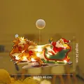 Luminous Santa Claus sleigh with reindeer LED window light for Christmas decor - Large Santa Riding Reindeer