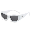 Y2K retro cat eye sunglasses in white frame with grey lenses and star metal detail - White Frame Dark Grey Lens