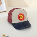 Cappellino da baseball vintage per bambini in cotone con stampa leone e colori contrasto - 52cm (2-5 Anni) / Borgogna