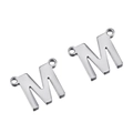 Pendentif lettre M en acier inoxydable argenté avec doubles boucles pour bijoux DIY - Couleur Acier-Lettre M / Ensemble de 20 Pièces
