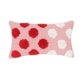 Rechthoekig Scandinavisch kussen met rood-witte pompons op geweven stoffen hoes - 30*50cm (Zonder kern) / Rood Wit Pom Pom Polka Dot