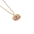 Collier mode doré avec pendentif œil protecteur en zircons colorés et chaîne box - Mauvais Œil Multicolore