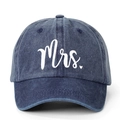 Casquette de baseball ajustable en denim délavé bleu foncé avec inscription Mrs - Bleu Marine