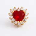 Golden heart charm accessory with micro-pave red gemstone and white zircon stones - Red Heart (M641801-Red)
